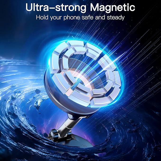 Vacuum Suction Cup Magnetic Phone Holder for Car,Mirror,Desk,360°Abjustable & Foldable,Upgraded Suction Phone Mount for Mag-Safe iPhone 17 Pro Max 16 15 14 13 12 Android & All Smartphones