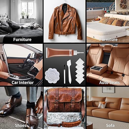 2026 New Advanced Leather Repair Gel, Leather Repair Kit for Car Seat Vinyl Repair Kit, Professional Leather Repair Coloured Cream Gel, Multifunctional Couch and Jacket Repair Kit (Brown)