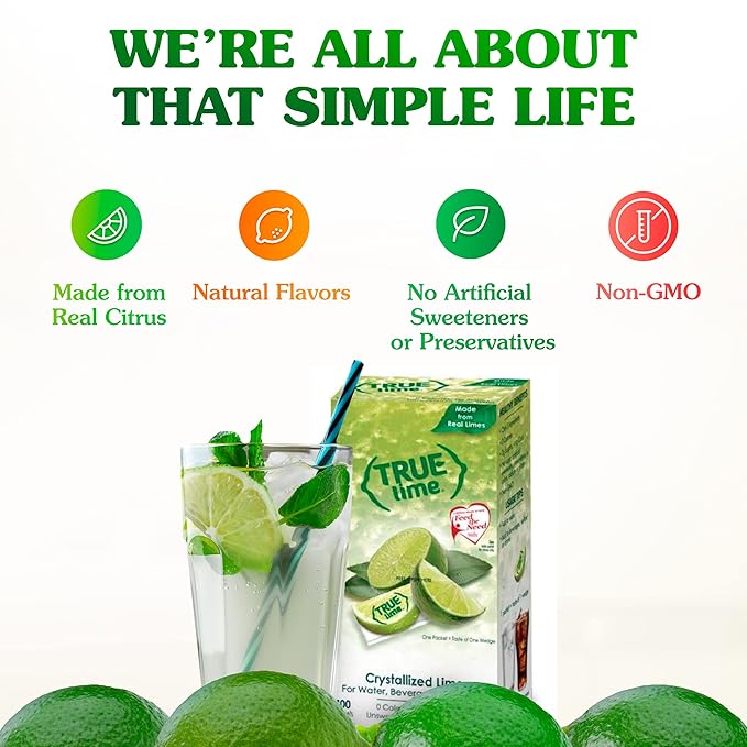 True Citrus Lime Water Enhancer, 100 Count, Pack of 2 | 0 Calorie | Sugar Free | Made with Real Limes | Bulk Dispenser
