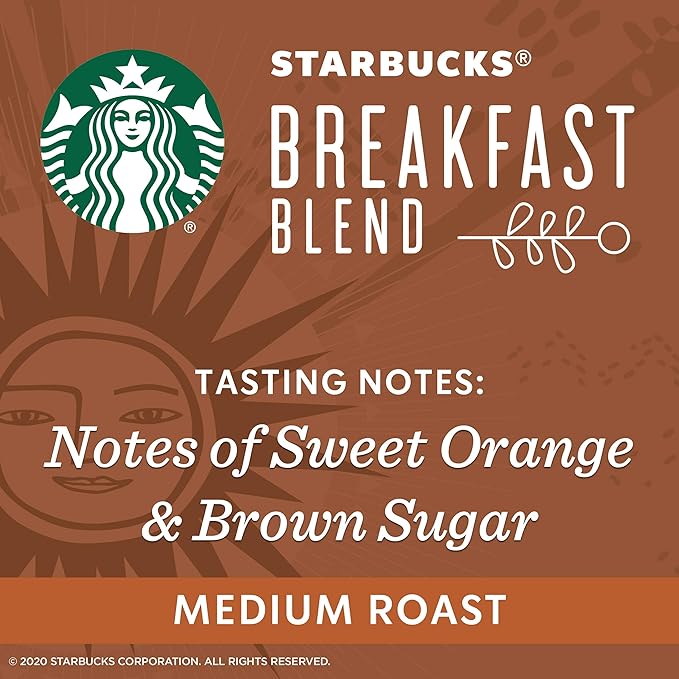 Starbucks Medium Roast Ground Coffee — Breakfast Blend — 100% Arabica — 1 bag (20 oz.)