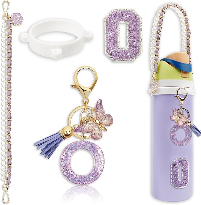 Letter Handle Strap Accessories with Cute Initial Charm Compatible with Owala Water Bottle 24oz 32oz 40oz Owala Kids