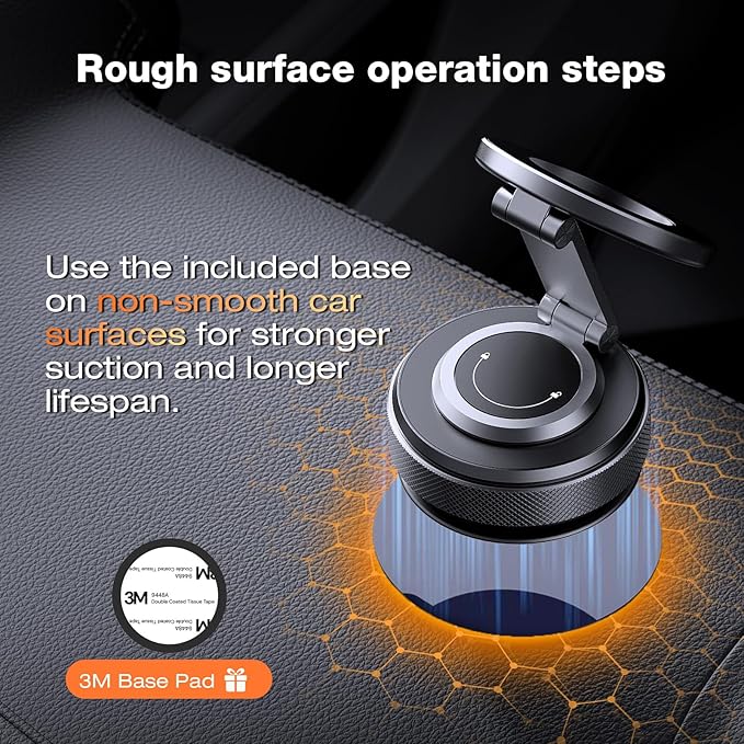 Magnetic Phone Holder for Car, Aerospace Aluminum iPhone Mount with 3200gf Magnet & 80LBS Vacuum Suction, 360° Adjustable Dashboard Mount Compatible with MagSafe iPhone 17 Pro Max/16/15/14/13