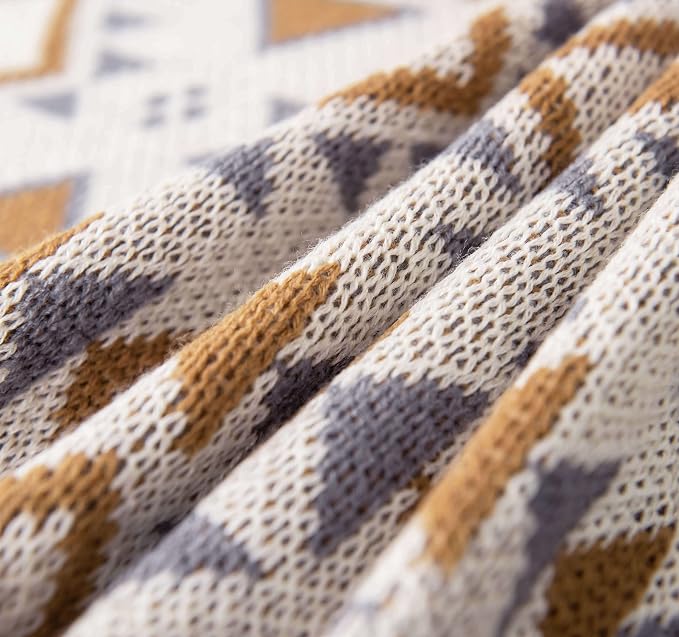 Brown Queen Size Knitted Tassel Boho Soft Lightweight Vintage Tan Throw Blanket for Sofa Couch Bed and Living Room- All Seasons (60x80 Inch)