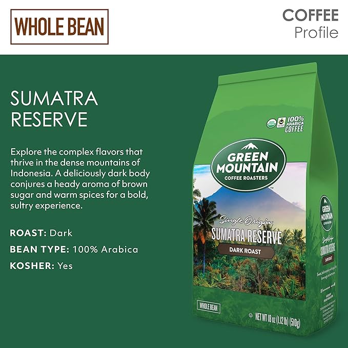 Green Mountain Coffee Roasters Sumatra Reserve, Whole Bean Coffee, Bagged 18 oz