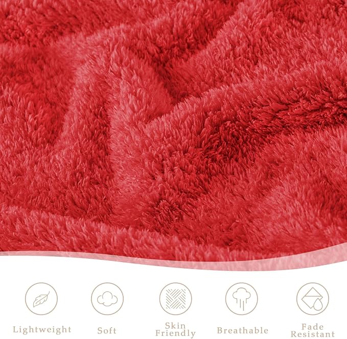Exclusivo Mezcla Fleece Red Throw Blanket for Couch Sofa, Ultra Soft, Lightweight and Fluffy Blankets for Women, All Season, 50x60 Inches