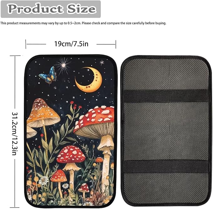 Red Mushroom Center Console Cover Car Center Console Cover Fashion Auto Interior Protect from Pet Claws Car Console Covers Fit for Most Cars, Vehicles, SUVs