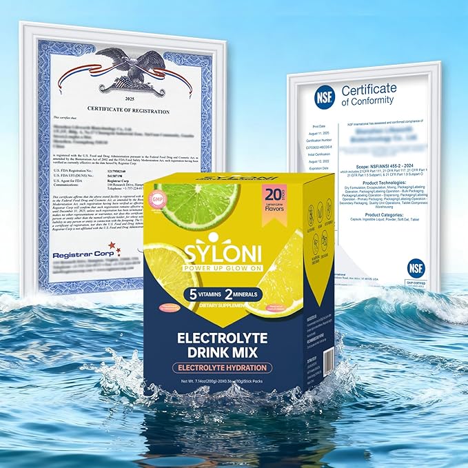 Electrolytes Powder Packets, Lemon Lime 20 Sticks, Sugar Free Hydration Packets Electrolyte Drink Mix with 7 Vitamins and Electrolytes, Keto Friendly, Vegan, Gluten Free