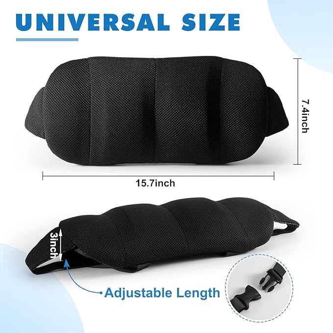 2 Pcs Lumbar Support Pillow for Car Memory Foam for Low Back Pain Relief Adjustable Straps Back Support Pillow for Driving, Office Chair, Wheelchair,SUV, Truck, RV