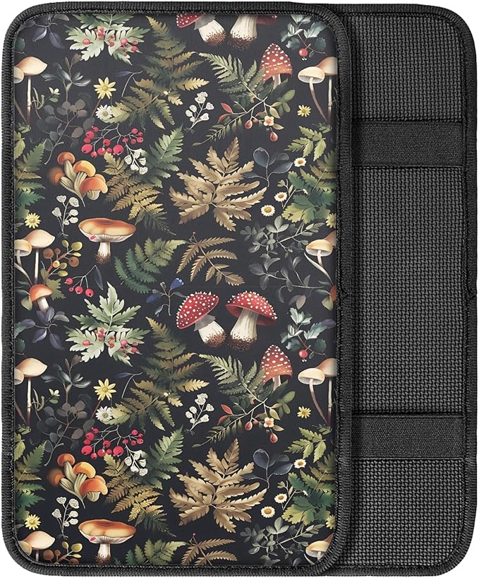Forest Mushroom Print Arm Rest Cover for Car Center Console Cover for Women,Universal and Easy to Install