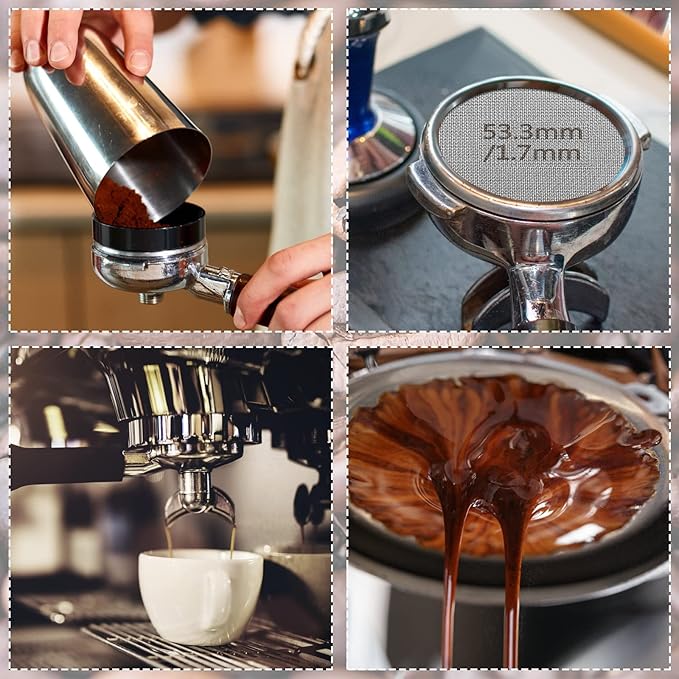 53.3 mm Espresso Puck Screen Espresso Filter Stainless Steel Reusable Lower Shower Clean Coffee Screen 1.7 mm Thickness Coffee Filter Mesh Plate