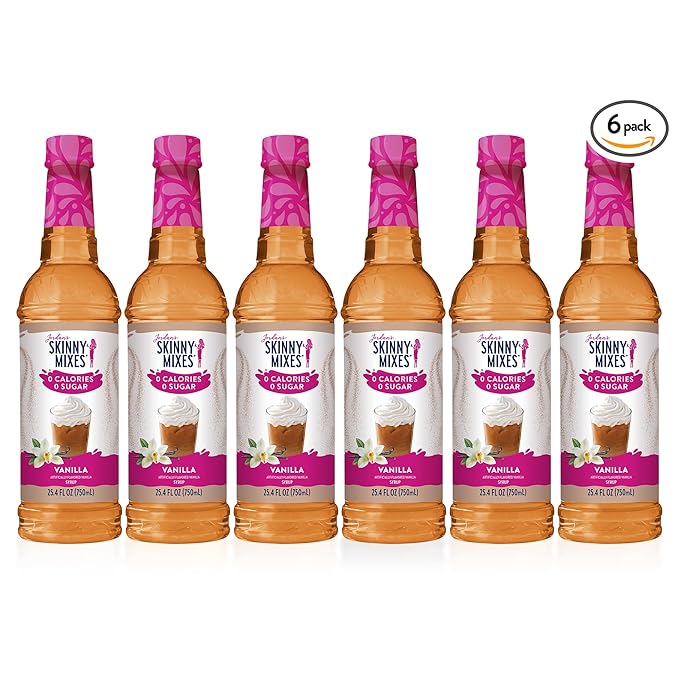 Jordan's Skinny Syrups Sugar Free Coffee Syrup, Vanilla Flavor Drink Mix, Zero Calorie Flavoring for Chai Latte, Protein Shake, Food and More, Gluten Free, Keto Friendly, 25.4 Fl Oz, 1 Pack