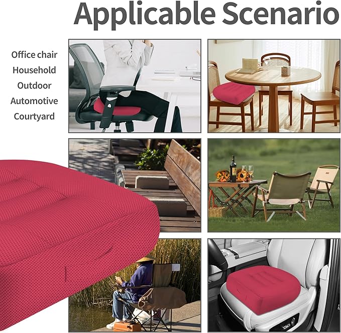 Height-Adjustable Seat Cushion-15.7x15.7x4.7inches Improved Model with Adjustable Height Breathable Nylon mesh Fabric Ergonomic Design Suitable for use in Cars, Offices, and Outdoors