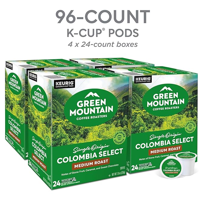 Green Mountain Coffee Roasters Colombia Select Coffee, Keurig Single-Serve K-Cup Pods, Medium Roast Coffee, 96 Count