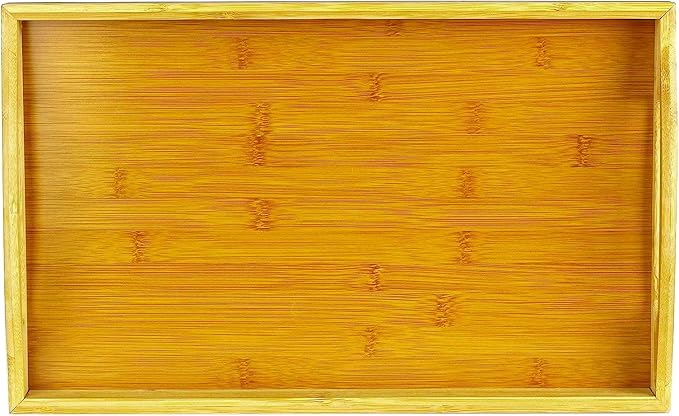 Tray with Large Handles - Bamboo Ottoman Tray, Great for Coffee Table, Couch, Tea, Bar, Breakfast, Dinner, or Any Food - Good for Parties or Bed for Eating (Home It)