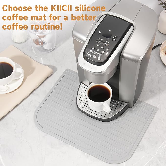Silicone Coffee Mat for Keurig K-Elite Coffee Maker, Coffee Bar Mat for Countertop, Espresso Machine Accessories, Splash-proof, Easy to Move, Dishwasher Safe