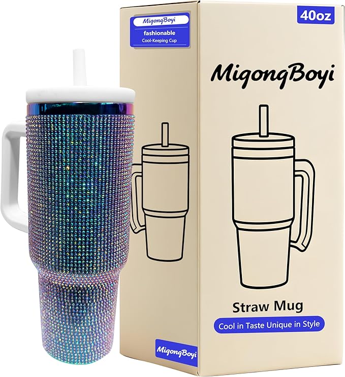 40-OZ Insulated Water Bottle,Insulated Stainless Steel Tumbler,Reusable Cold Drink Thermos,BPA-Free, Double-Wall Stainless Steel Water Bottle (Colorful-Diamond, 40, Fluid Ounces)