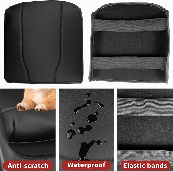 Xaido Center Console Armrest Cover for Chevy Silverado/GMC Sierra 2019-2026 & Tahoe/Suburban/Yukon 2021-2026, Bucket Seat Console Arm Rest Cushion Protective, Black
