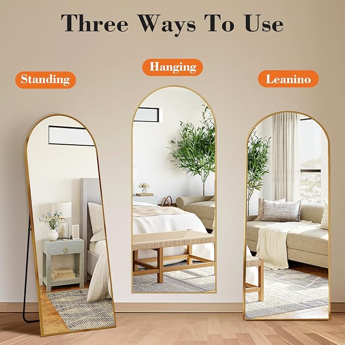 NEWBULIG Full Length Mirror, Upgraded Body Wall Mirrors with Shatter-Proof Glass, Floor Standing Mirror, Home Wall Decor