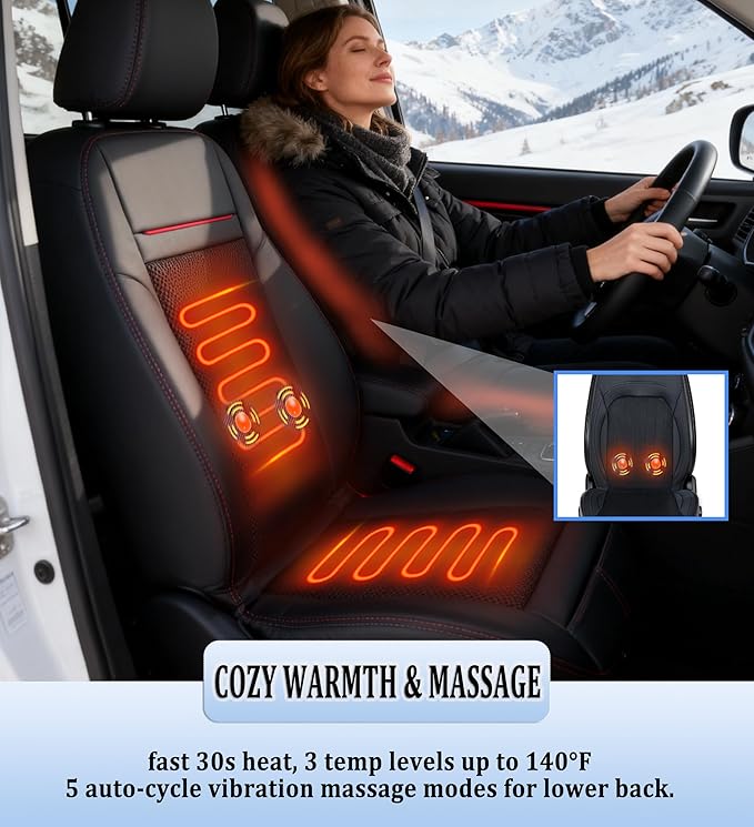 All-Weather Car Seat Cooling System with 16 Fans & Massage, 12V Ventilated Pad for Front Seats, Compatible with Cars and SUVs (Warm&Cooling&Massage-1)