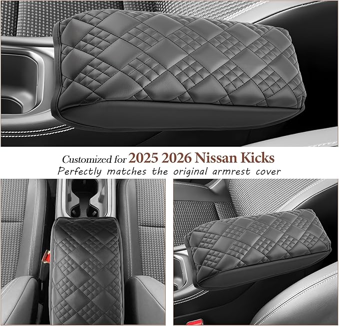 SKTU for 2025 2026 Nissan Kicks Center Console Cover for 2025 2026 Nissan Kicks (S/SV/SR) Armrest Cover Nissan Kicks 2025 2026 Accessories [Thicken] 2025 2026 Kicks Soft Console Cushion-Durable