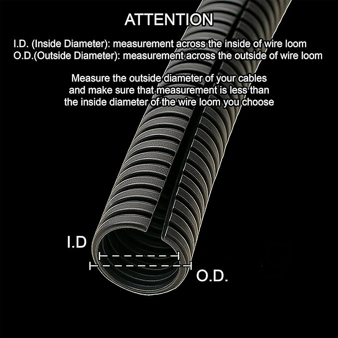 Electriduct Split Wire Loom Tubing Polyethylene Corrugated Flexible Conduit - 3/4" Nominal Size - 100 Feet - Gray