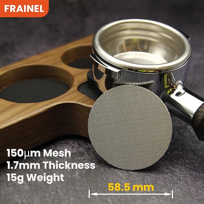 Espresso Puck Screen 150μm – 58.5mm x 1.7mm Reusable Stainless Steel Filter Tool, Metal Coffee Accessory & Water Dispersion Screen for 58mm Portafilter