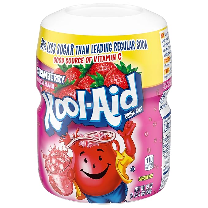 Kool-Aid Sugar-Sweetened Strawberry Artificially Flavored Powdered Soft Drink Mix, 19 oz Canister