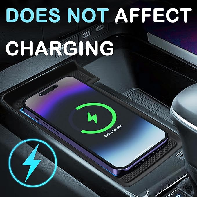 Wireless Charging Mat for 2025 2026 Toyota Camry Accessories Silicone Protective Pad Anti-Slip Center Console Phone Charger Pad Liners Anti-Scratch Heat Insulation Interior Decoration, Blue