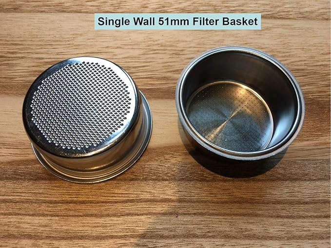 51mm Filter Basket Stainless Steel Portafilter Basket Espresso Handle Basket Compatible with Breville/Delonghi Espresso Maker,Double Cup Filter Basket Replacement
