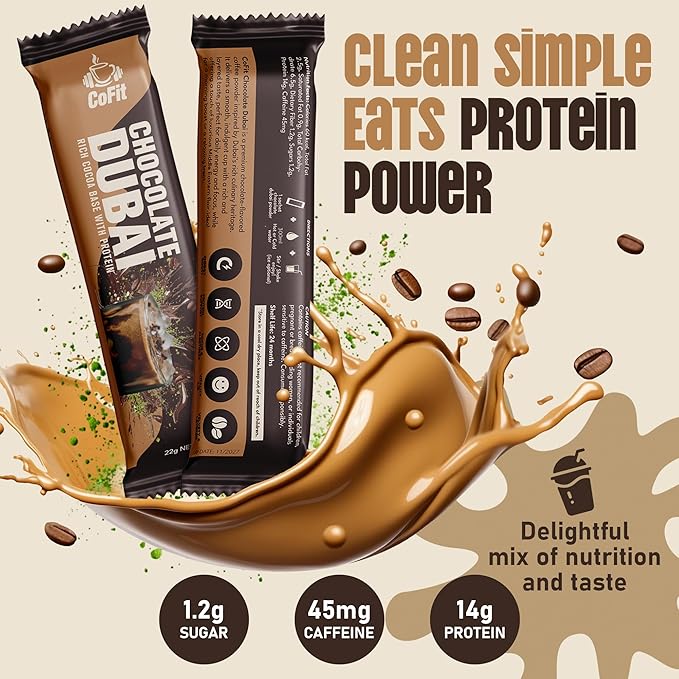 COFIT Coffee with Protein, Protein Powder Energy Drink - Instant Coffee Blend with Added Protein for Enhanced Focus & Stamina - Chocolate Dubai (Stick, Chocolate Dubai)