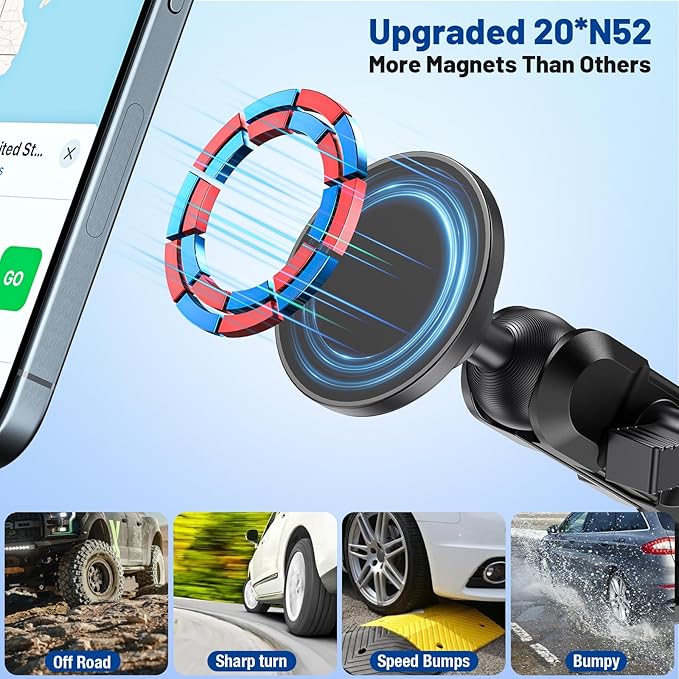 No-Drill Magnetic Dash Phone Holder for 4 Runner 2023 2022 2021 2020, Full Metal Heavy-Duty Console Extension Dash Phone Mount Compatible with 5th 4Runner 2010–2023, Fits Most Smartphones