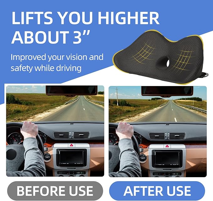 Memory Foam Car Seat Cushion and Car Lumbar Support Pillow