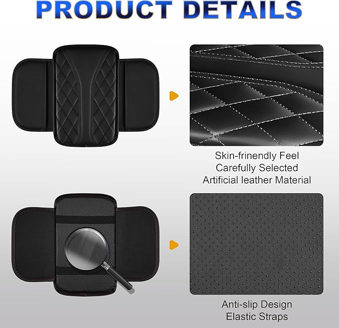 Center Console Cover Fit for Nissan Maxima 1992-2023 Leather Armrest Covers Armrest Cover for Car(Black)
