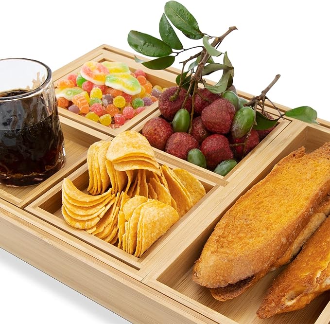 Wooden Serving Trays with Handle - Set of 7 - Large, Medium, Small and Mini - Nesting Multipurpose Trays - for Breakfast, Coffee Table/Butler & More - Light & Sturdy Wood Tray