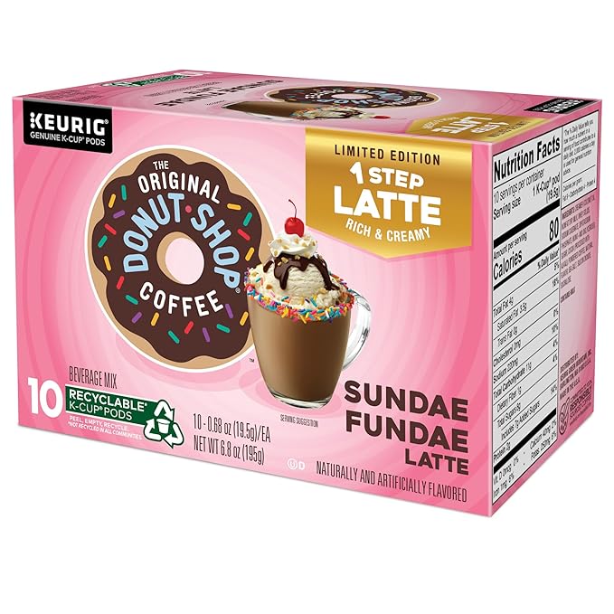 The Original Donut Shop Sundae Fundae One-Step Latte, Keurig Single Serve K-Cup Pods, 60 Count (6 Packs of 10)
