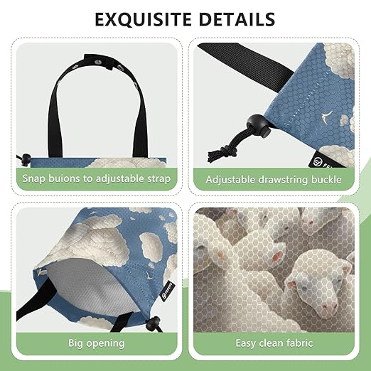 ALAZA Hanging Car Trash Bags Garbage Bag Trash Can for Back Seat Small Sheep 2 Washable Storage Bag Retractable 2 Pack