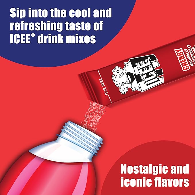 ICEE Singles To Go Water Drink Mix - Powder Sticks, 12 Boxes with 6 Packets Each - 72 Total Servings, Cherry, Pack of 12
