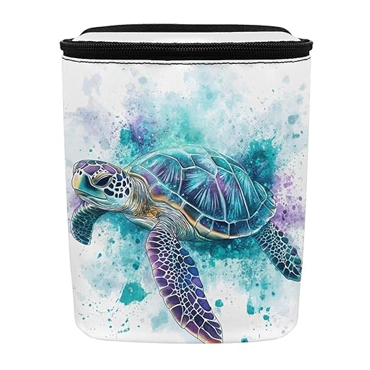 Watercolor Sea Turtle Car Trash Can with Lid Garbage Bag Dustbin Container Waste Basket Storage Pocket Hanging Large Capacity Vehicle Trash Bin