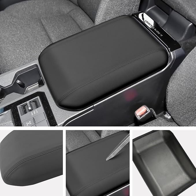 SXCY for 2024 2025 2026 Land Cruiser Armrest Cover for Toyota Land Cruiser 2025 2026 Accessories 2025 Land Cruiser Center Console Cover 2026 Land Cruiser Middle Console Cover (Black Leatherette ABS)