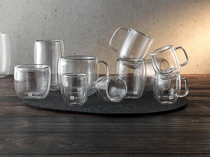 ZWILLING Sorrent 39500-110 Sorrento Double Wall Glasses, Espresso, 2-Piece Set, Insulated, Double Layer