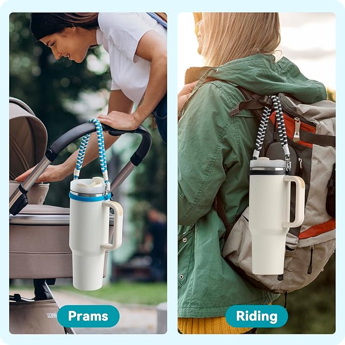 Water Bottle Handle Strap Compatible with Owala & Stanley Cups, Hand-Woven Lanyards Silicone Water Bottle Sling, Carrier, Holder with Strap
