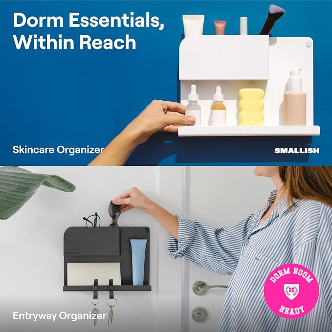BedShelfie Black 4-Pack, Shroommate, FanShelfie, WallShelfie - Bedside Shelf with WallShelfie Wall-Mount Organizer and Shroommate Clip On Light and Fanshelfie Fan Holder - Bunk Bed