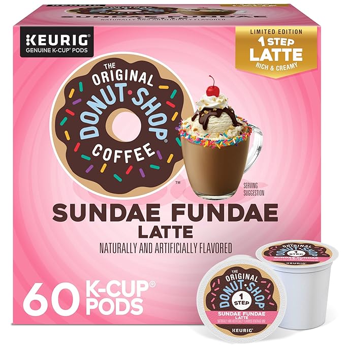 The Original Donut Shop Sundae Fundae One-Step Latte, Keurig Single Serve K-Cup Pods, 60 Count (6 Packs of 10)