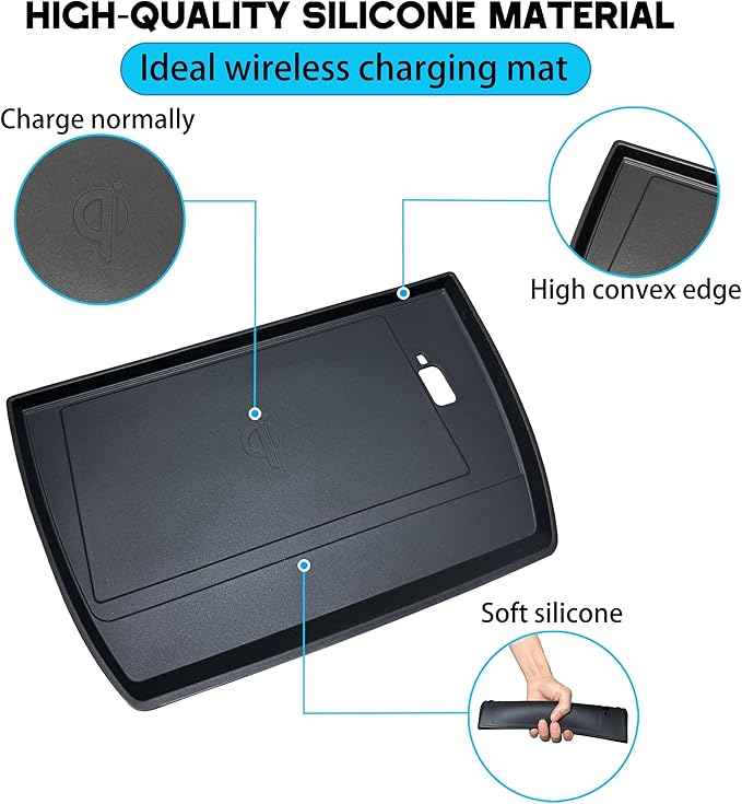 Center Console Wireless Charging Mat for 2025 Subaru Forester Accessories Non-Slip Console Inserts Charging Mats Protective Pad for Forester Waterproof Silicone Liner Black