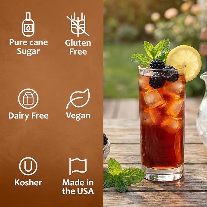 Syruvia Blackberry Tea Flavored Syrup for Drinks, Cocktails, Lemonades, Iced Teas and Desserts – 25.4 fl oz