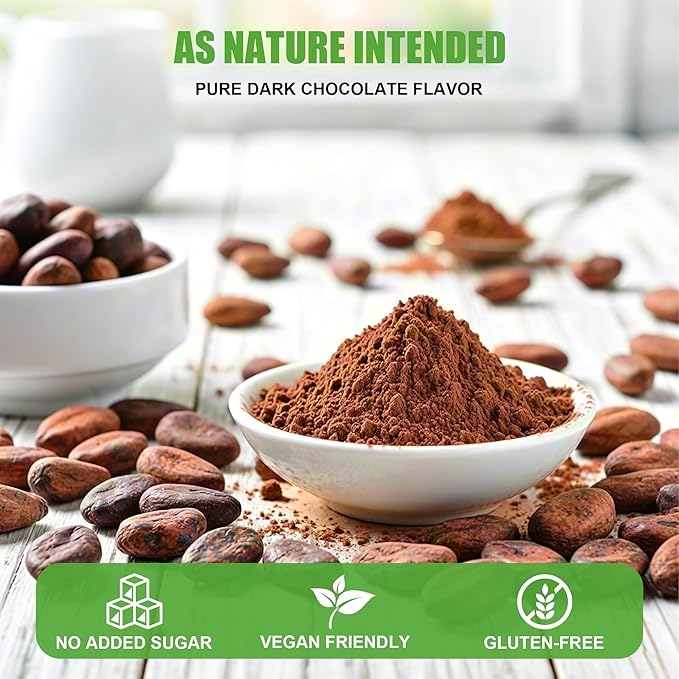 226g/3pack, Ultra-Fine Organic Cacao Powder 1lb - Rich Dark Chocolate Taste for Baking & Drinks, Non-Alkalized, Unprocessed, Non-GMO, Gluten-Free, Ideal for Healthy Recipes