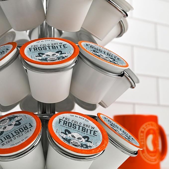 FRC Organic Frostbite Cold Brew Pods | Mold & Myco 3rd Party Tested, USDA, Kosher | Med Roast, 24 Pods for Kcup Brewers