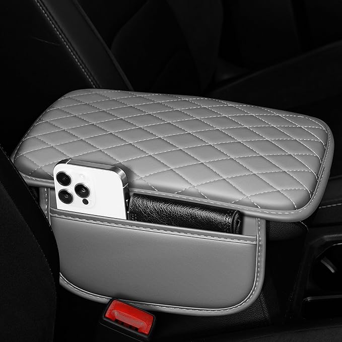 Center Console Cover Fit for CR-V: Scratch and Wear Resistant Console Cover Leather with 2 Storage Bags -Upgraded Armrest Coverfor Car,Anti-Scratch Auto Armrest Pad Accessory （Black