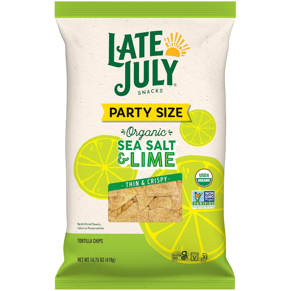 Late July Sea Salt & Lime Organic Tortilla Chips, 10.1 Oz Bag