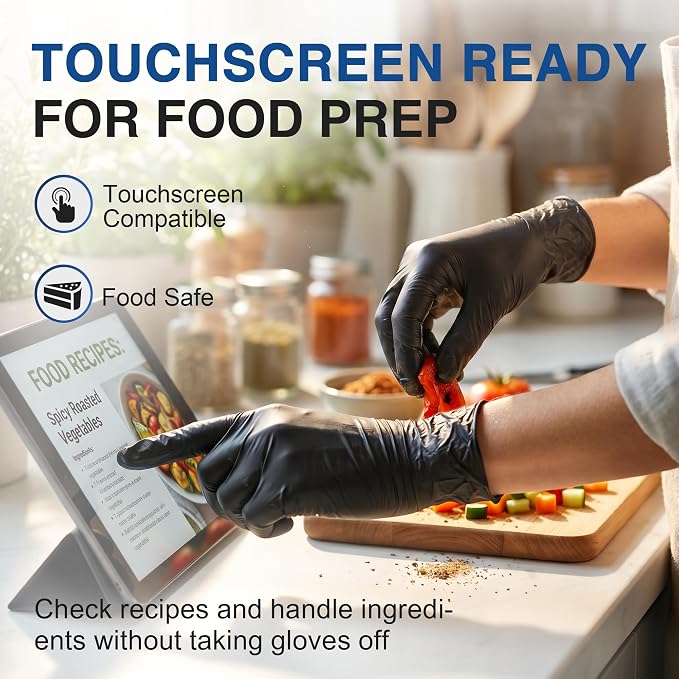 Schneider Medical Nitrile Exam Gloves, 4 Mil Black Gloves Disposable Latex Free Powder Free, Food Safe for Cooking, Food Prep